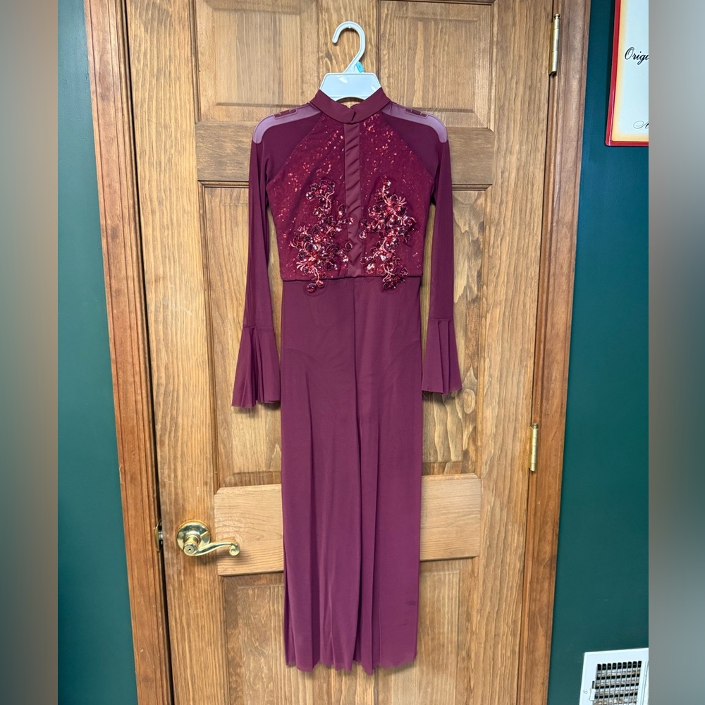 Pants! Elegant Burgundy sheer PANTS bodysuit